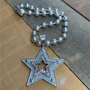Sparkling Crystal star pendant on a 16” ball chain necklace